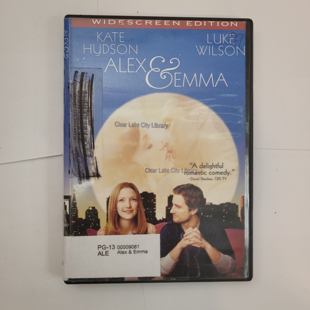 Warner Home Video Alex & Emma DVD Widescreen Edition Kate Hudson Luke Wilson
